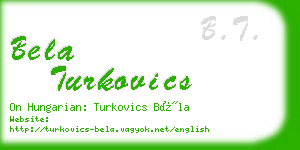 bela turkovics business card